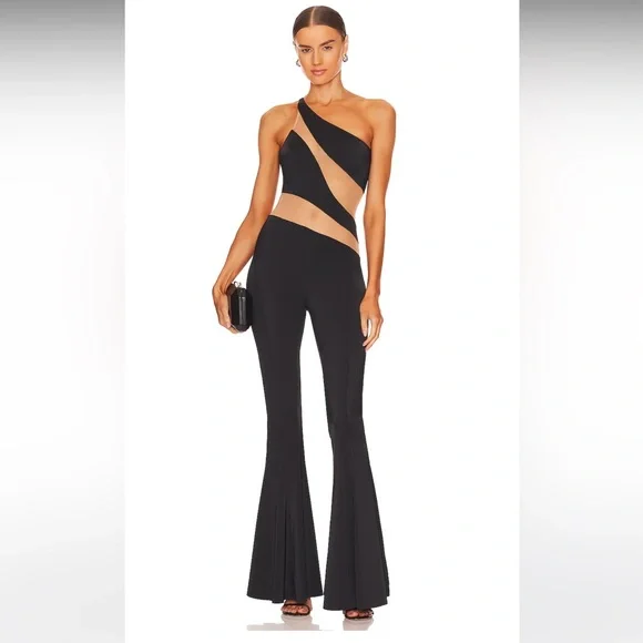 Norma Kamali Snake Mesh Fishtail Jumpsuit - Picture 1 of 13